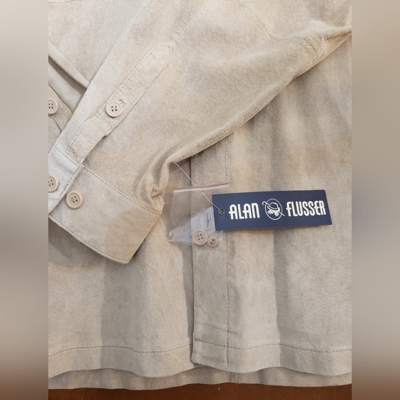 ALAN FLUSSER 100% Suede Men’s Shirt Medium Long Sleeve Button, New with Tags - Picture 3 of 13